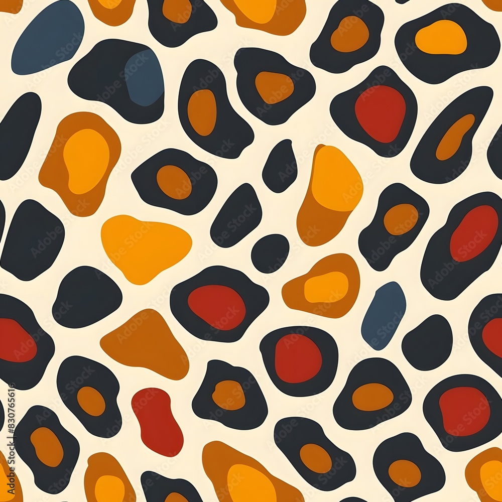 Print leopard comprises a dense array of irregular, abstract shapes characteristic of a leopard's spots, varying in sizes Print leopard comprises a dense array of irregular, abstract shapes characteristic of a leopard's spots, varying in sizes