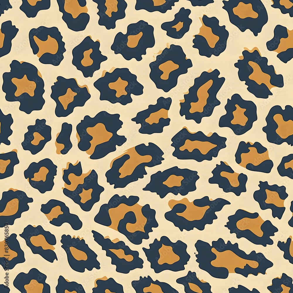 Fototapeta premium Print leopard comprises a dense array of irregular, abstract shapes characteristic of a leopard's spots, varying in sizes