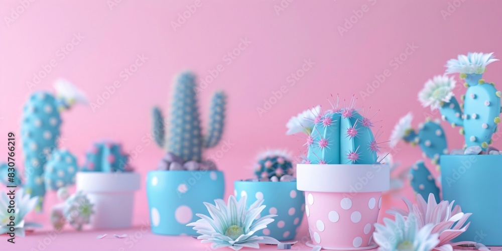 Vibrant Cactus Planters with Polka-Dot Style and Flower Accents Vibrant Cactus Planters with Polka-Dot Style and Flower Accents