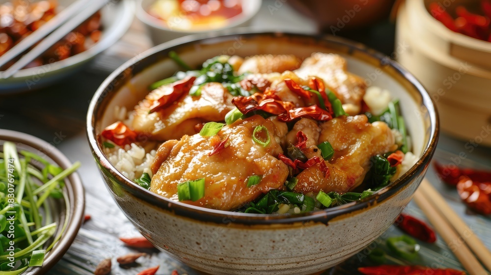 Chinese cuisine chicken and Goji berry porridge Chinese cuisine chicken and Goji berry porridge
