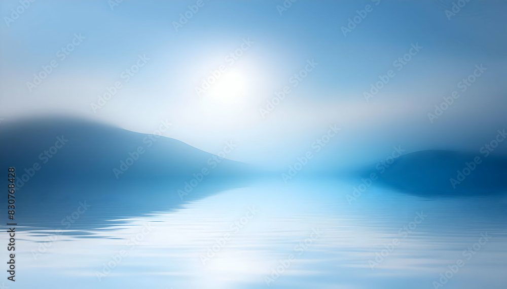 abstract blue gradient glossy surface background with blur effect backdrop