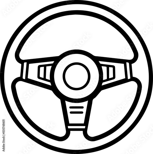 Steering Wheel black line style vector image