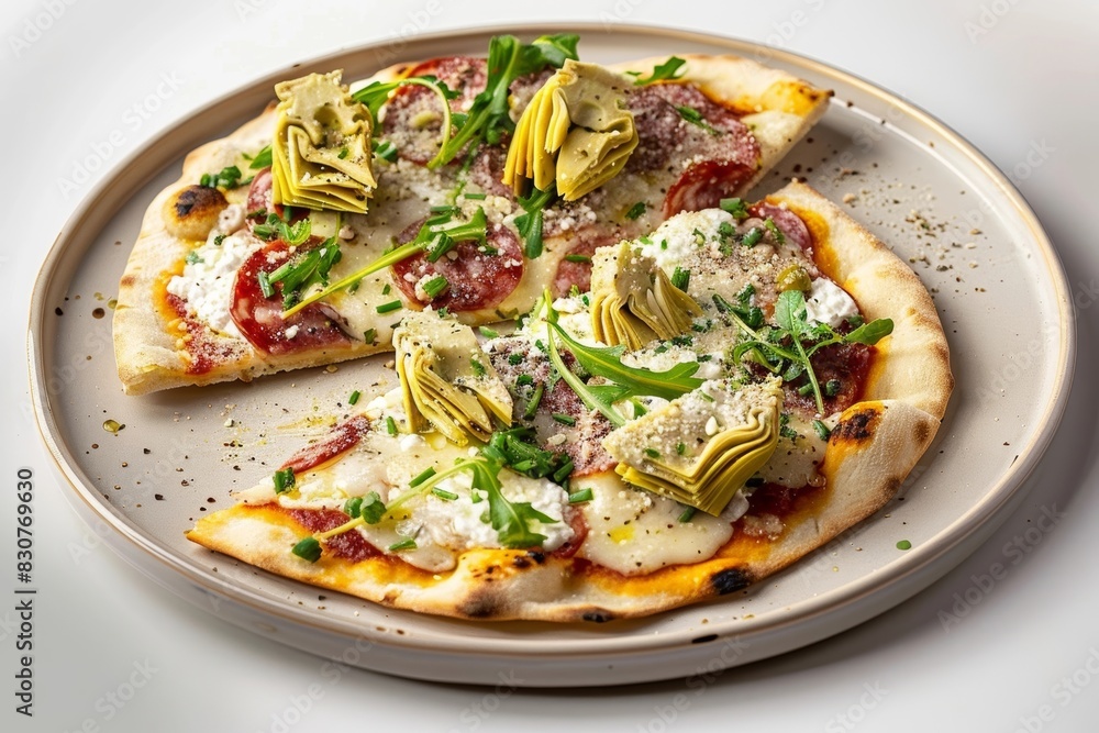 Tasty Lavash Flatbreads with Fresh Artichoke, Mortadella, and Ricotta Cheese Tasty Lavash Flatbreads with Fresh Artichoke, Mortadella, and Ricotta Cheese