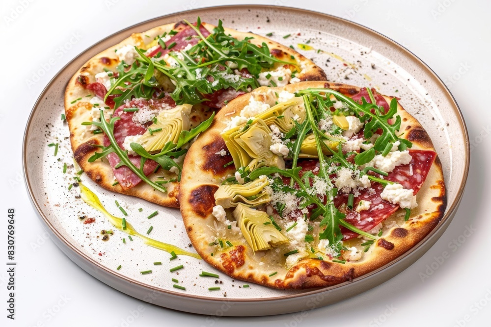 Tasty Lavash Flatbreads with Ricotta, Artichoke, and Mortadella Tasty Lavash Flatbreads with Ricotta, Artichoke, and Mortadella