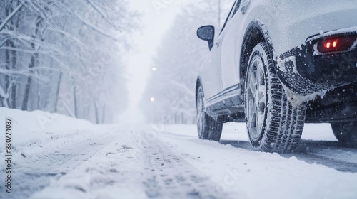 Elegance Car in the Hush of the Snowy Winter