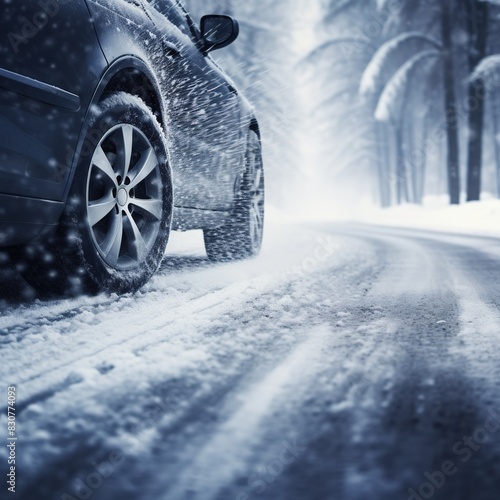 Elegance Car in the Hush of the Snowy Winter