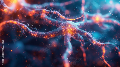 Neural network spark  synaptic transmission closeup photo
