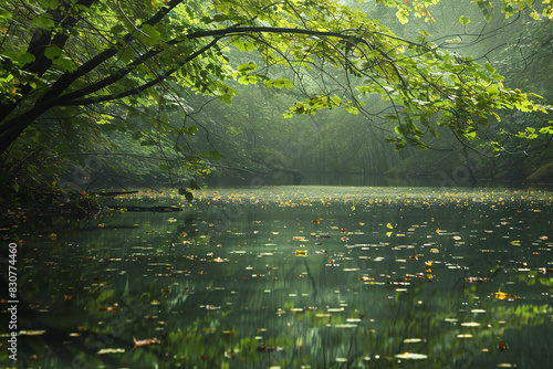 Serene Forest Pond at Dawn Nature Photography