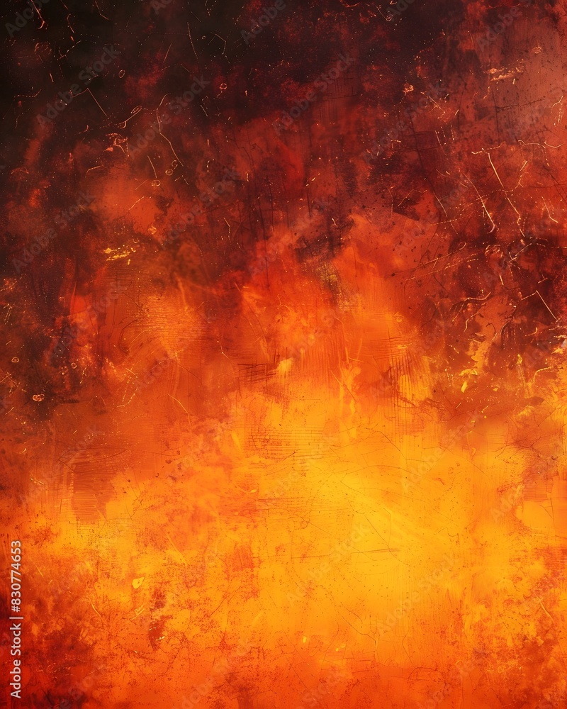 orange fire background, creating an intense atmosphere