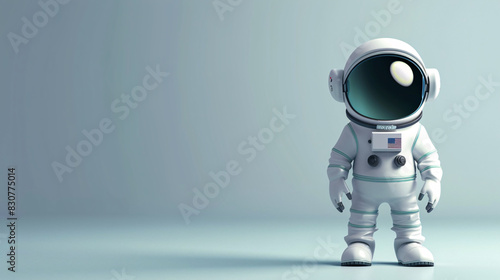 3D Astronaut: The astronaut cartoon mascot, clad in a detailed space suit with a shiny helmet, exudes a sense of adventure and exploration. This charming 3D character, with its cheerful expression.