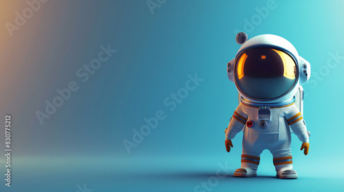 3D Astronaut: The astronaut cartoon mascot, clad in a detailed space suit with a shiny helmet, exudes a sense of adventure and exploration. This charming 3D character, with its cheerful expression.