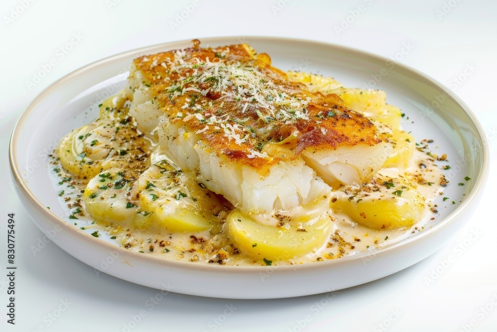 Bacalhau Gratinado: Cod and Potato Delight with Béchamel Sauce Bacalhau Gratinado: Cod and Potato Delight with Béchamel Sauce