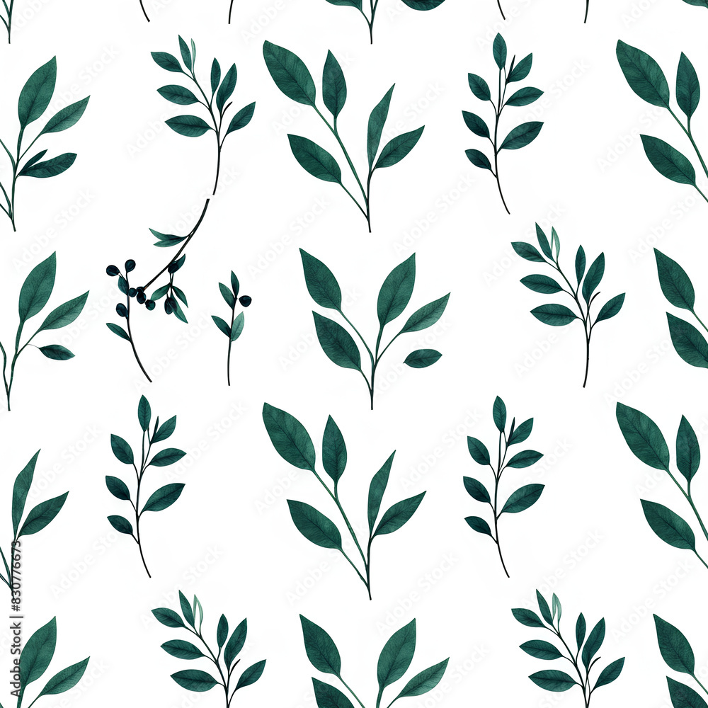 seamless pattern with hand-drawn leaves and branches in a trendy, minimal style seamless pattern with hand-drawn leaves and branches in a trendy, minimal style