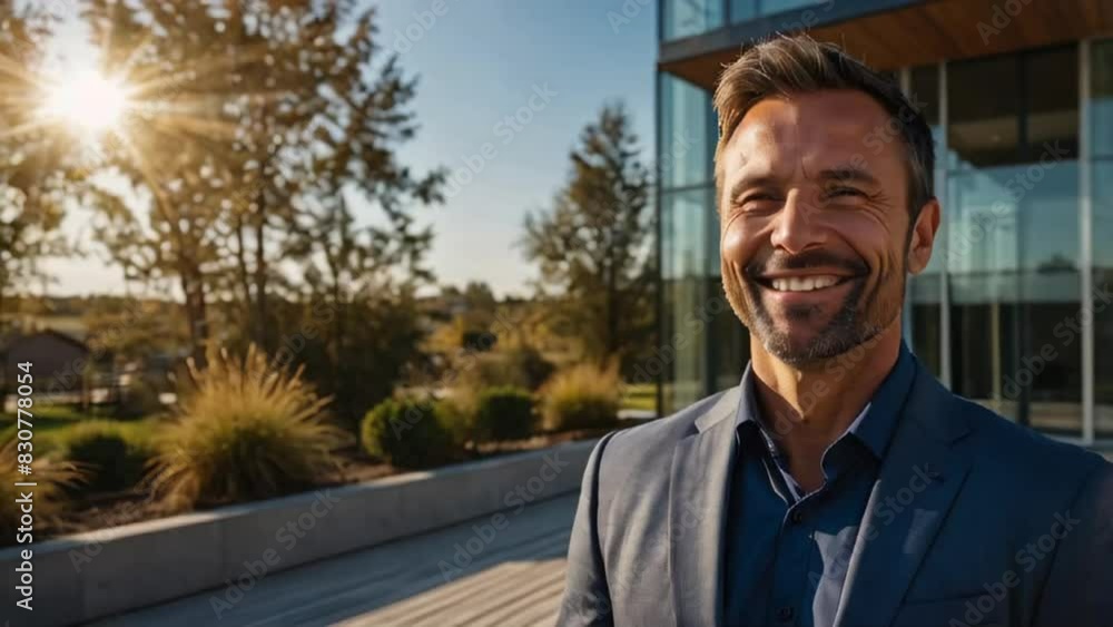Male realtor near a house in nature Male realtor near a house in nature