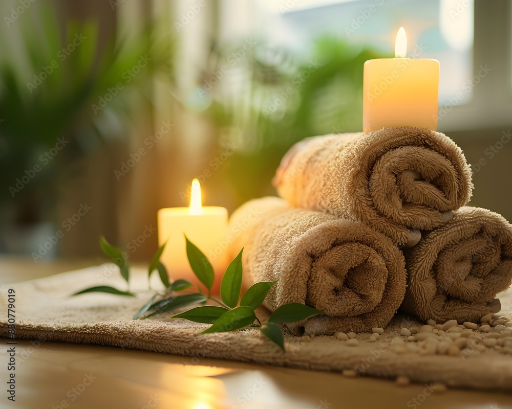 Therapeutic Massage for Stress Relief at Wellness Retreat with Candles and Greenery