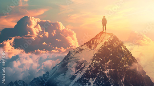 Businessman standing on top of mountain preparing © Salman