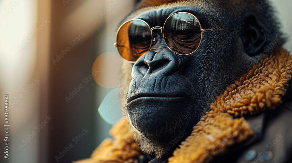 Stylish Monkey Wearing Sunglasses and Jacket Stylish Monkey Wearing Sunglasses and Jacket