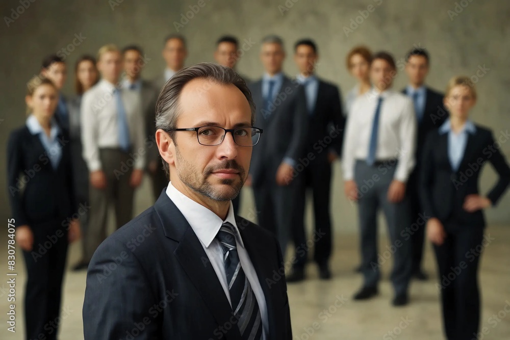 Visionary Businessman Leading Team: Emphasizing Leadership and Corporate Success Visionary Businessman Leading Team: Emphasizing Leadership and Corporate Success