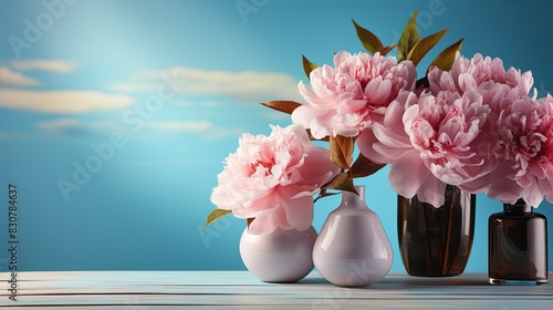 Pink peonies in a vase. Spring and summer concept