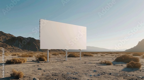 Minimalistic mockup with a blank white billboard on a plain background, perfect for space-themed advertising