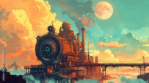old carriage cart, generative, ai, cyberpunkflat, vectorsimple, modelinggrapk, retro, vintage, background, products, фmachine, mechanical, car, auto, vector, design, illustration, speed, automobile, r
