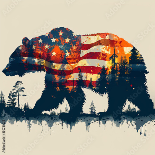 Bear Carrying American Flag