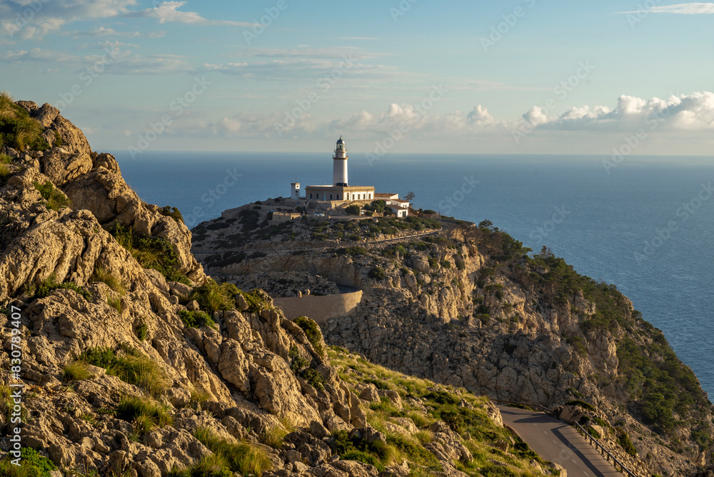 Cap de Formentor lighthouse is the most iconic and touristic spot in the island of Majorca, Balearic Islands, Spain