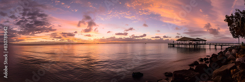  Redcliffe Jetty on Moreton Bay at Sunrise,
Amazing sunset panorama at Maldives. Luxury resort villas seascape bay beauty sea surface reflection
 photo
