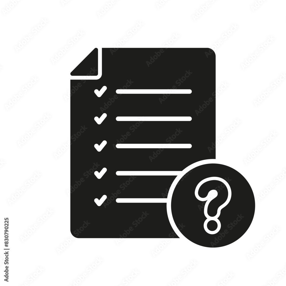 Paper Document With Question Mark Silhouette Icon. Checklist On File Glyph Pictogram. Ask And Answer Solid Sign. FAQ Page Symbol. Isolated Vector Illustration Paper Document With Question Mark Silhouette Icon. Checklist On File Glyph Pictogram. Ask And Answer Solid Sign. FAQ Page Symbol. Isolated Vector Illustration