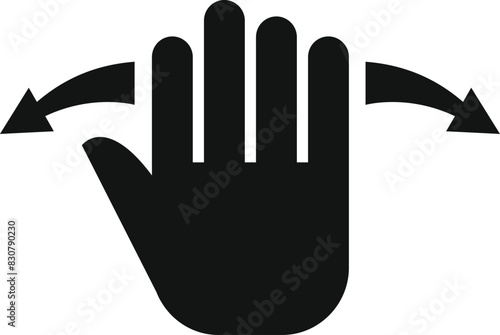 A black icon illustrating a hand performing a swipe gesture for touchscreen devices