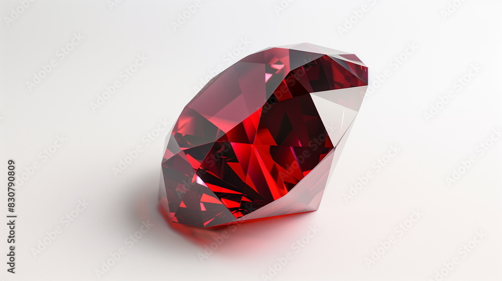 Red gemstone oval shape on white background. AI Generative. Red gemstone oval shape on white background. AI Generative.