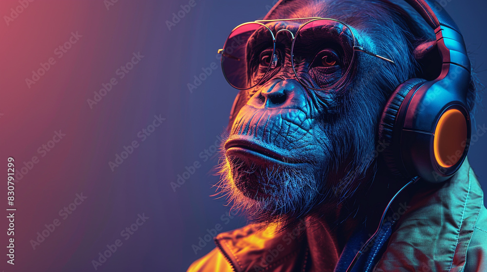 Monkey Wearing Headphones and Jacket Monkey Wearing Headphones and Jacket