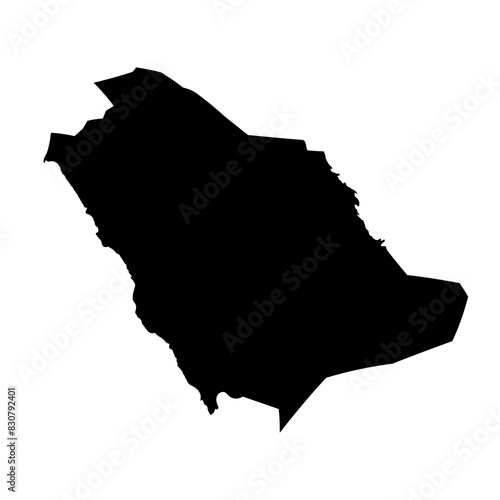 Hand drawn map Saudi Arabia, Middle East travel destination. Silhouette, geography. Vector isolated on white background 