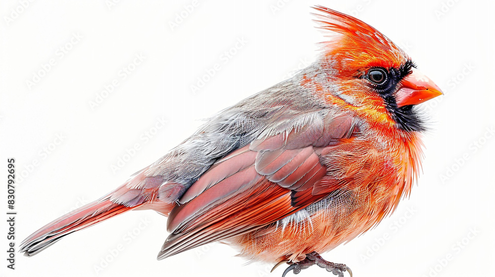 Red and Gray Bird Perched on White Surface Red and Gray Bird Perched on White Surface