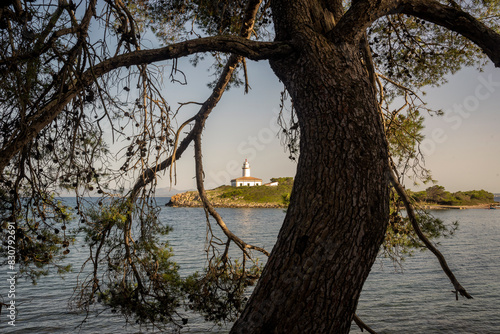 Alcanada lighthouse view, Alcanada Island, Alcudia, Majorca, balearic Islands, Spain photo