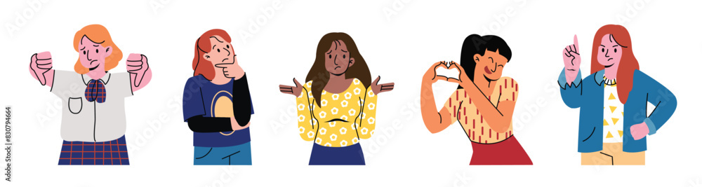 Set of Woman Gesture Illustration Set of Woman Gesture Illustration