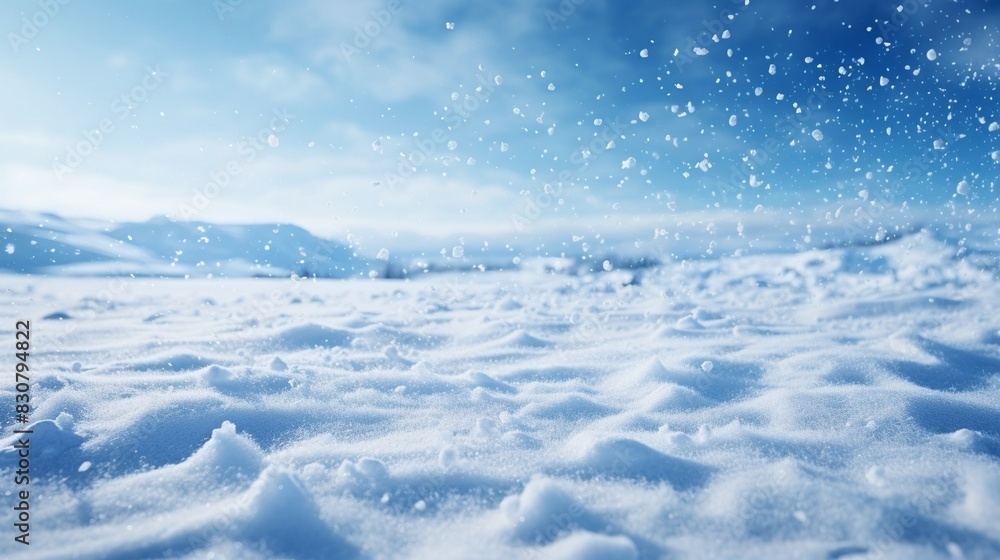 Ultrawide winter background, light snow falling on snowdrifts, serene and beautiful scene 8K , high-resolution, ultra HD,up32K HD
