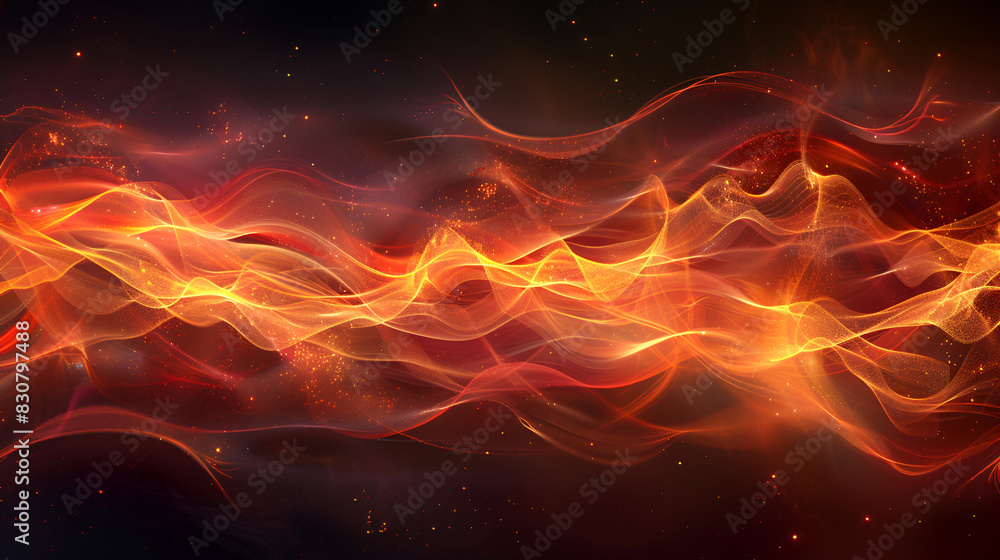 Line of yellow and red flames against a black background Burning sparkler with bookend light background, Generative  AI
