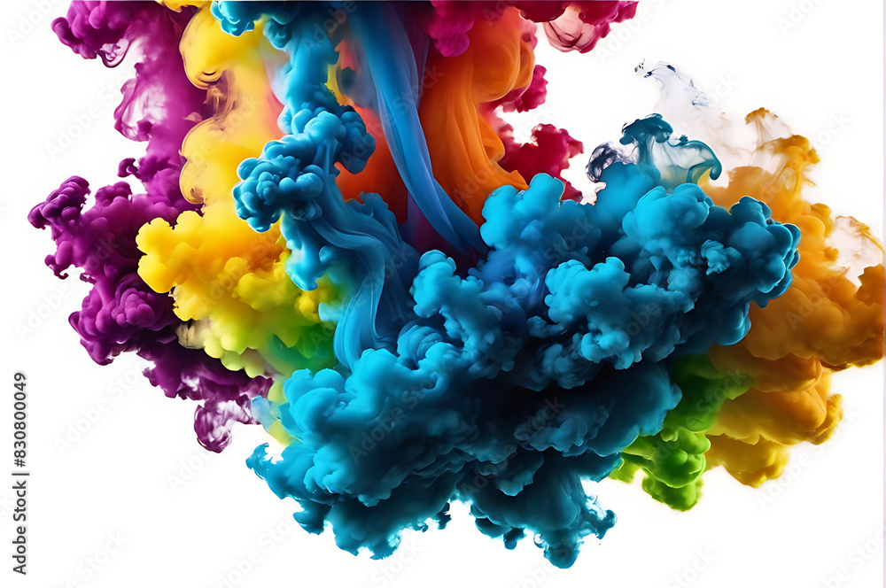 Fototapeta premium Rainbow colorful smoke splash isolated on a light or white background AI Generative