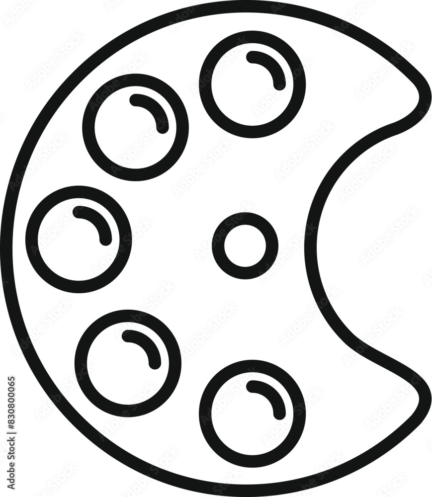 Simple black line drawing of an artist's palette for paint mixing Simple black line drawing of an artist's palette for paint mixing
