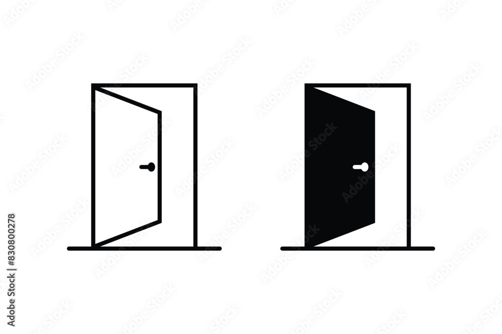 Door Icon in trendy flat style. Open door symbol for your web site design, logo, app, UI. Vector illustration Door Icon in trendy flat style. Open door symbol for your web site design, logo, app, UI. Vector illustration