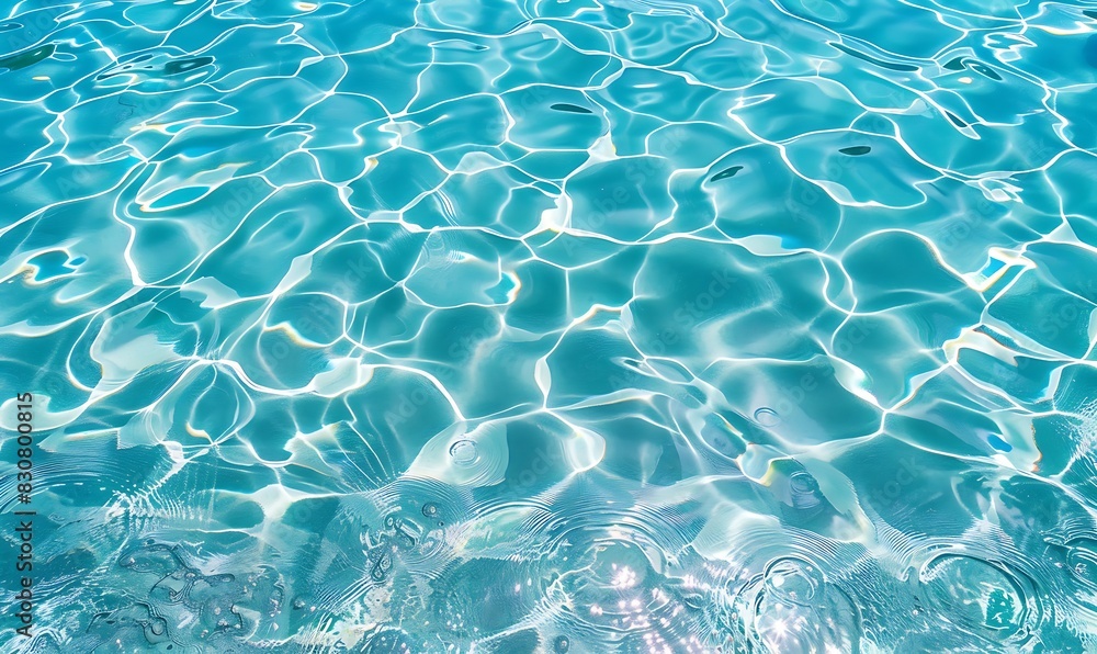 Blue ripped sea water as swimming pool. Crystal clear ocean lagoon bay turquoise blue azure water surface, closeup natural environment. Tropical Mediterranean beach water background Blue ripped sea water as swimming pool. Crystal clear ocean lagoon bay turquoise blue azure water surface, closeup natural environment. Tropical Mediterranean beach water background