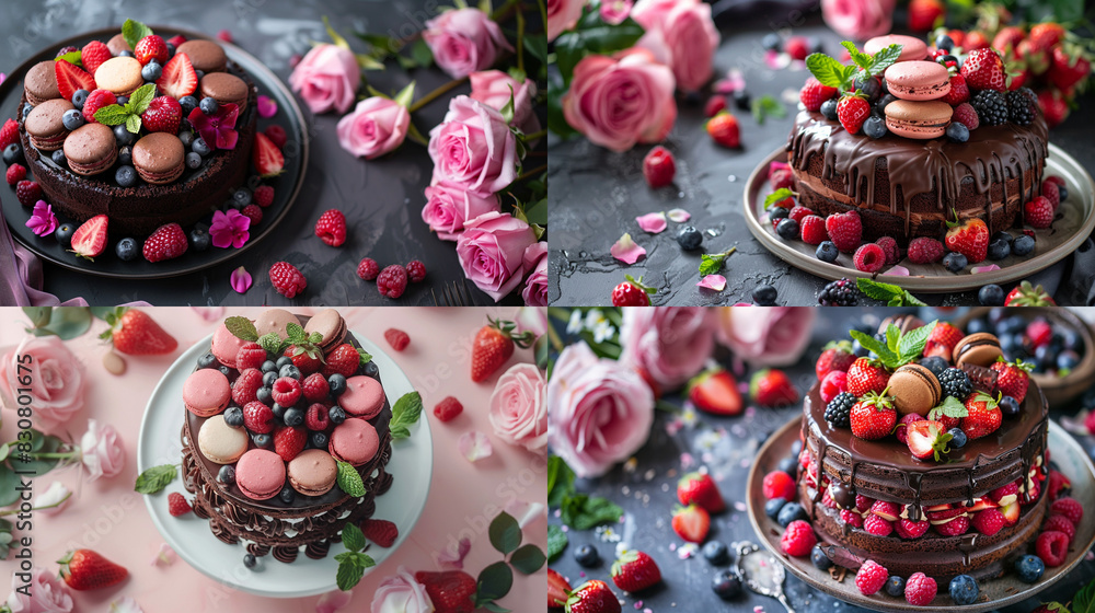Naklejka premium chocolate cupcakes with cherry