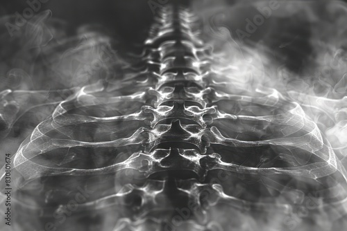A skeleton is shown in a black and white photo with a white background