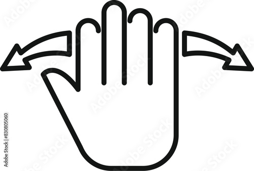 Black and white vector swipe gesture hand icon for touchscreen mobile interaction and user interface control