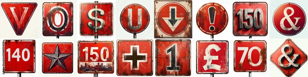 Obraz premium Red Road traffic sign Lettering Typeface. AI generated illustration