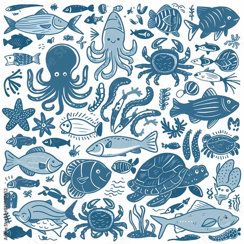 seamless pattern with sea animals