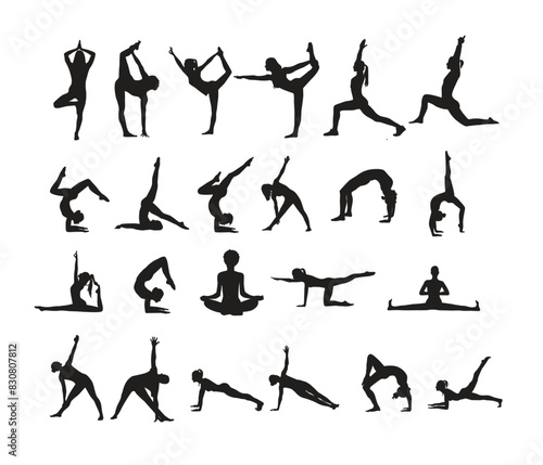 Free vector yoga postures, gymnastics and fitness collection set 