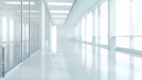 Abstract blurred modern workspace background  white indoor interior office or hospital with window and the light with copy space. Blurry backgrounds for advertising and business presentation