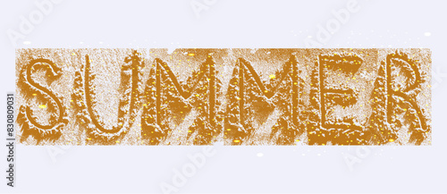 Summer letters sand, vector illustration